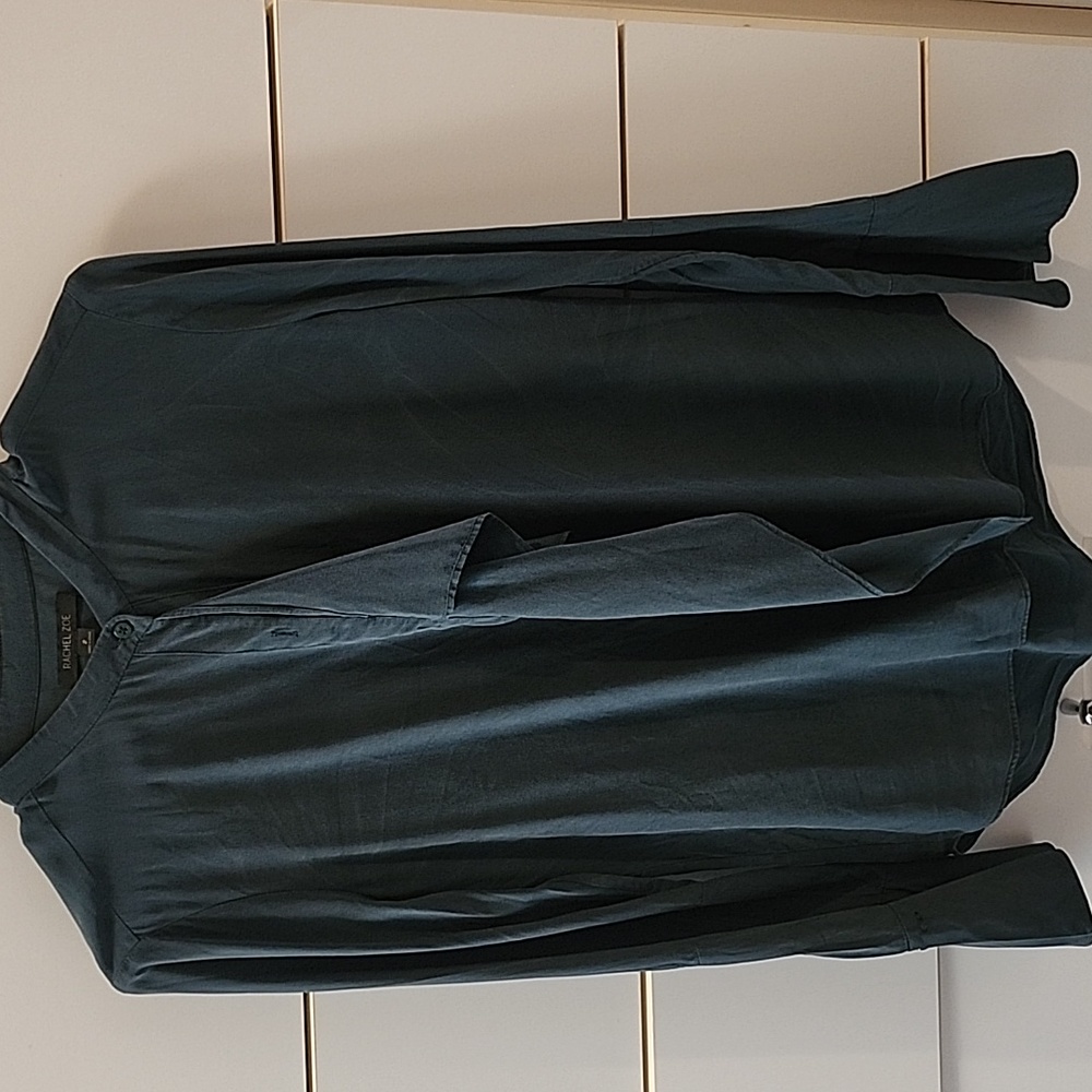 Rachel Zoe dark green silk blouse